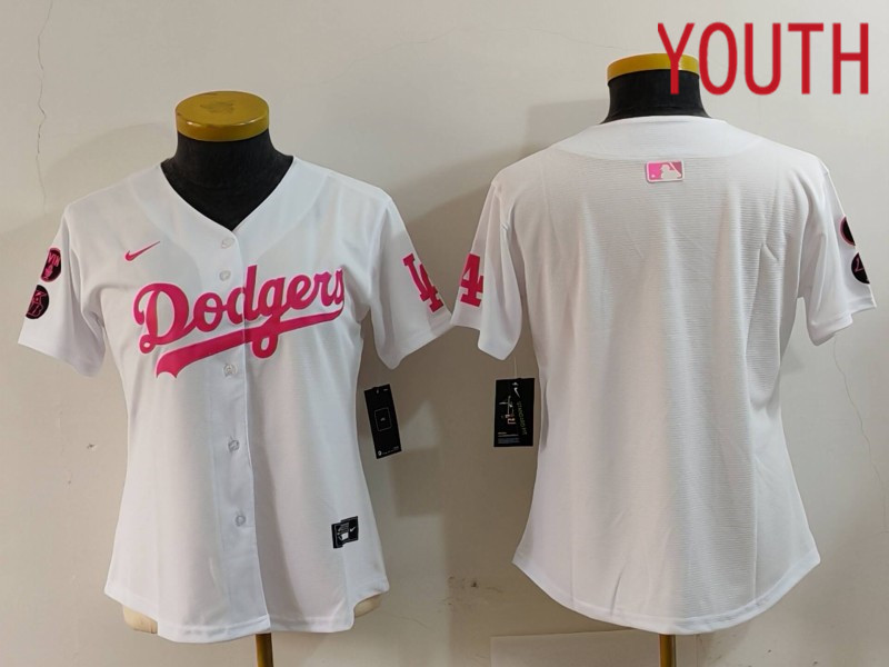 Youth Los Angeles Dodgers Blank White joint name 2024 Nike MLB Jersey style 1